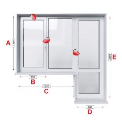 Балконски прозорец (пистолет) Aluplast Ideal 4000 - 70 мм с крило и врата 205/135 см