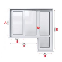 Балконски прозорец (пистолет) KMG Prestige 70 - 70 мм с крило и врата 200/130 см