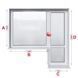 Балконски прозорец (пистолет) Rehau Ecosol-Design 70 - 70 мм с балконска врата 220/150 см