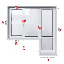 Балконски прозорец (пистолет) Veka Softline 70 - 70 мм с крило и врата 205/135 см