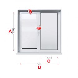 Кухненски прозорец двоен Aluplast Ideal 4000 - 70 мм с едно крило 150/140 см
