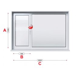 Кухненски прозорец двоен Aluplast Ideal 4000 - 70 мм с ляво крило 205/135 см