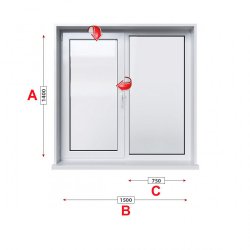 Кухненски прозорец двоен Rehau Euro-Design 60 - 60 мм с едно крило 150/140 см