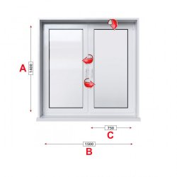 Кухненски прозорец двоен Rehau Euro-Design 86 plus - 86 мм с две крила 150/140 см