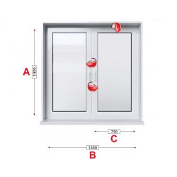 Кухненски прозорец двоен Veka Softline 70 - 70 мм с две крила 150/140 см