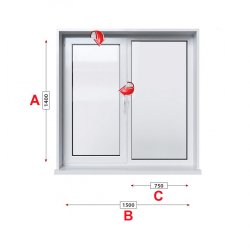 Кухненски прозорец двоен Veka Softline 70 - 70 мм с едно крило 150/140 см