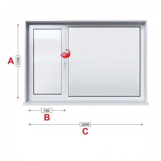 Кухненски прозорец двоен Profilink Premium 5 - 70 мм с ляво крило 200/135 см