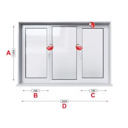 Кухненски прозорец троен Aluplast Ideal 4000 - 70 мм с две крила 205/135 см