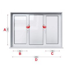 Кухненски прозорец троен KMG Prestige 70 - 70 мм с две крила 200/130 см