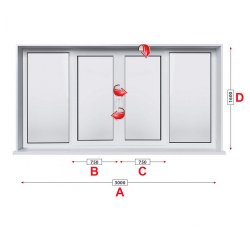 Прозорец за хол Aluplast Ideal 4000 - 70 мм с две крила 300/160 см