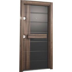 Блиндирана врата Старлайф SM01 Black Matt PVC / Natural Walnut