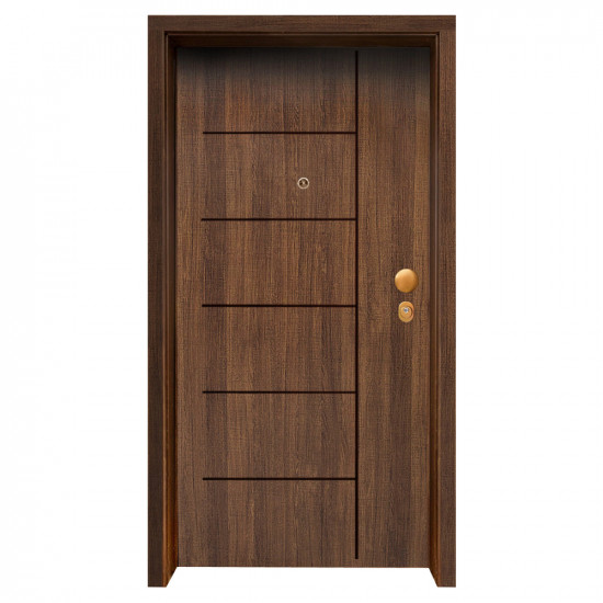 Блиндирана входна врата с фрезовка - вариант 2.1, цвят Poyro
