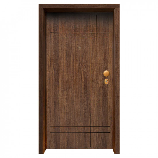 Блиндирана входна врата с фрезовка - вариант 2.2, цвят Poyro